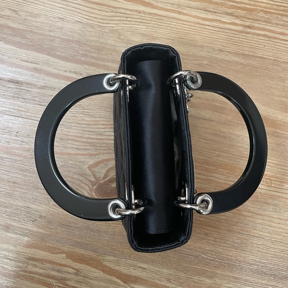 SOLD Lady Dior Mini Satin Bag Silver Hardware - Picture 9 of 13